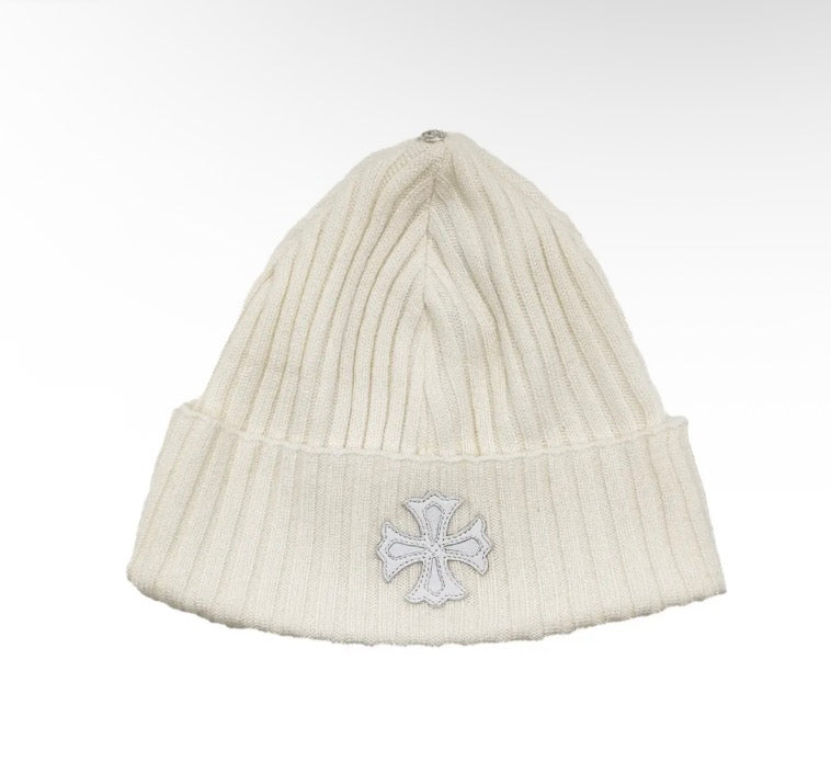 Chrome Hearts Cross Patch Cashmere White Beanie