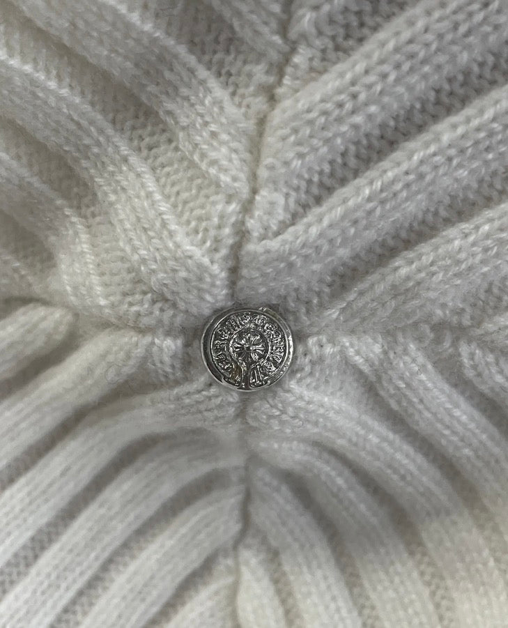 Chrome Hearts Cross Patch Cashmere White Beanie